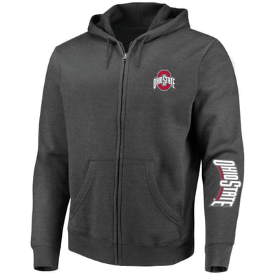 Ohio State Buckeyes Champion Big & Tall Full-Zip Hoodie - Heather Charcoal