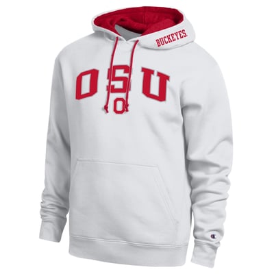 Ohio State Buckeyes Champion Arch Tackle Twill Hoodie - White