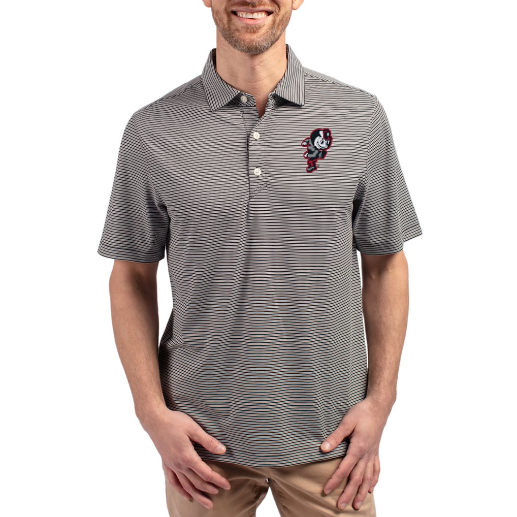 Ohio State Buckeyes Cutter & Buck Forge Alumni Eco Double Stripe Stretch Recycled Polo - Black