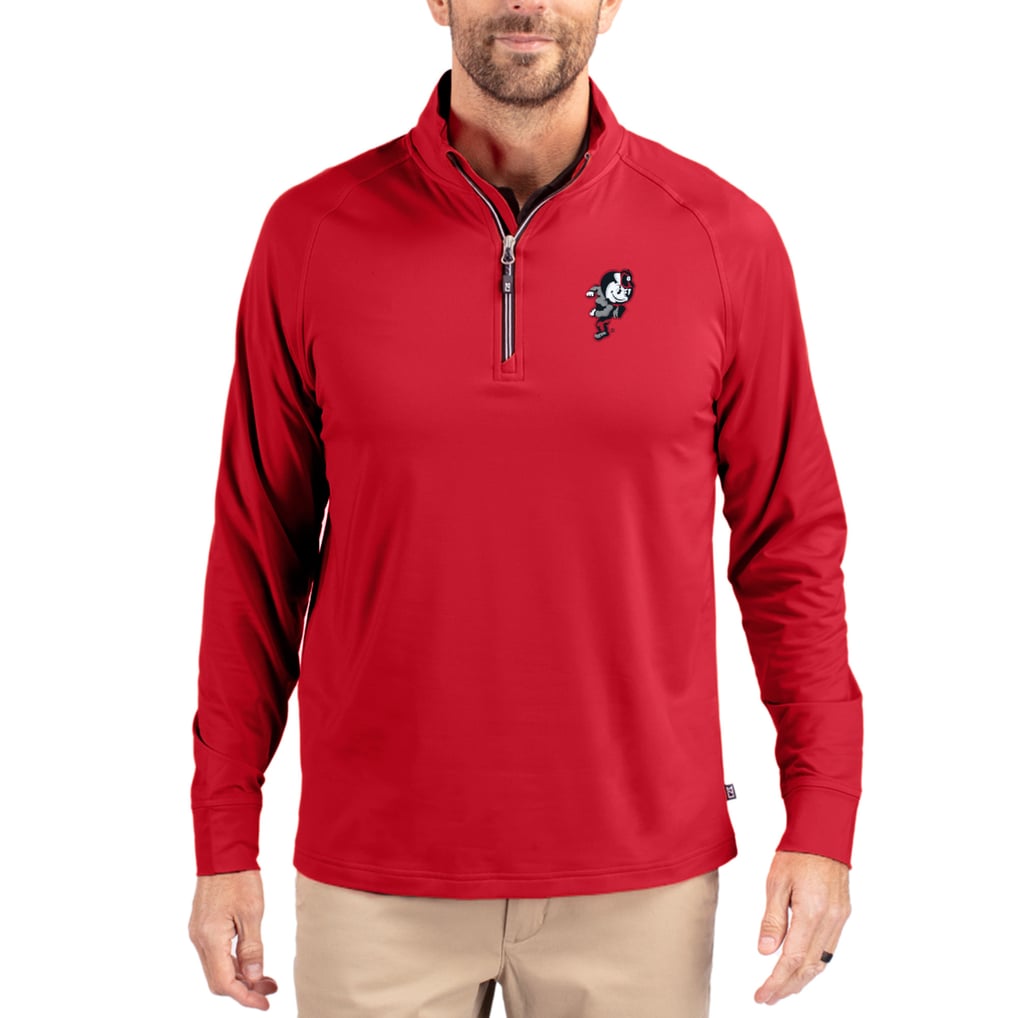 Ohio State Buckeyes Cutter & Buck Adapt Eco Knit Stretch Recycled Quarter-Zip Pullover Top - Scarlet