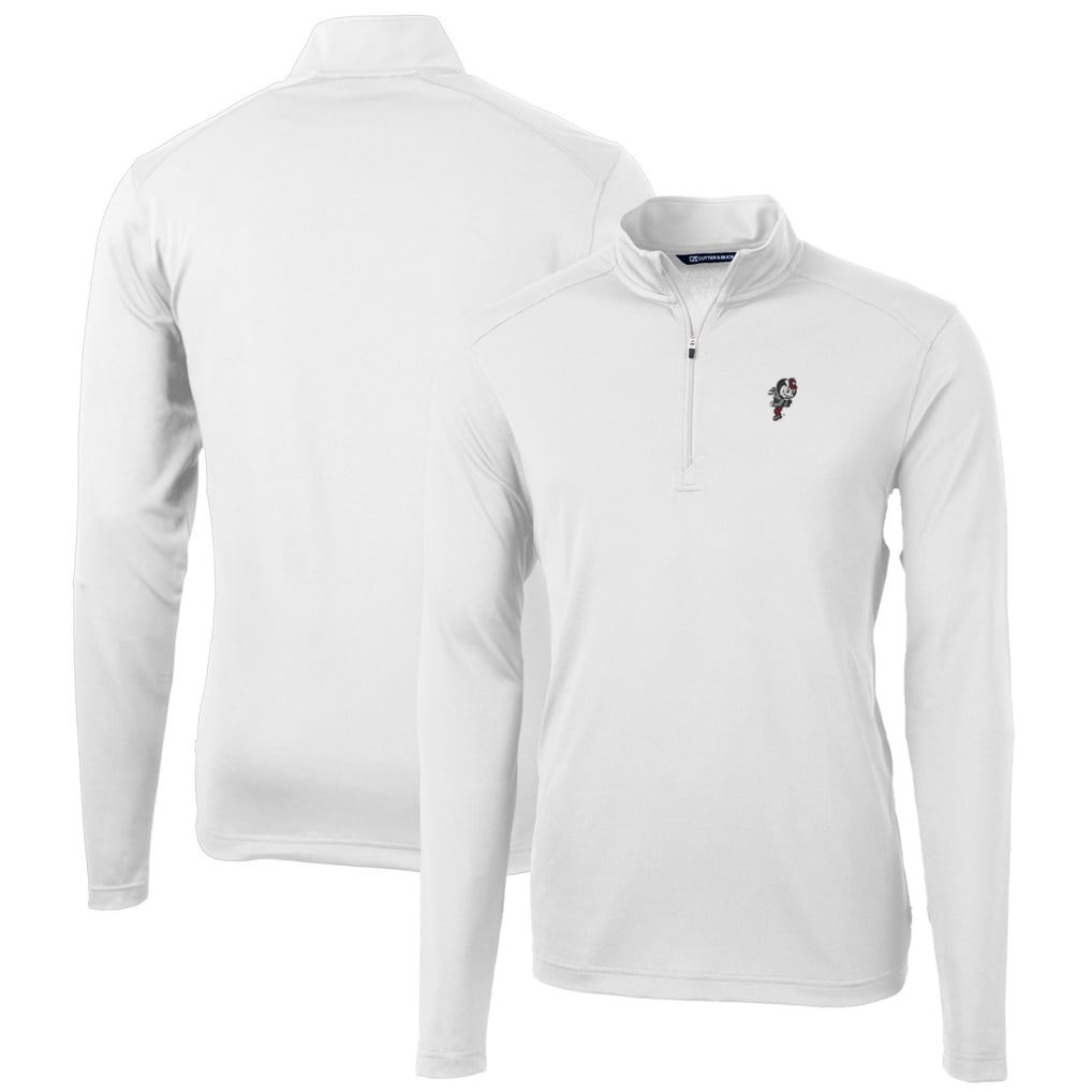 Ohio State Buckeyes Cutter & Buck Virtue Eco Pique Recycled Quarter-Zip Pullover Top - White