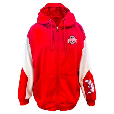 Ohio State Buckeyes Fanatics Big & Tall Sleeve Block Full-Zip Hoodie - Scarlet