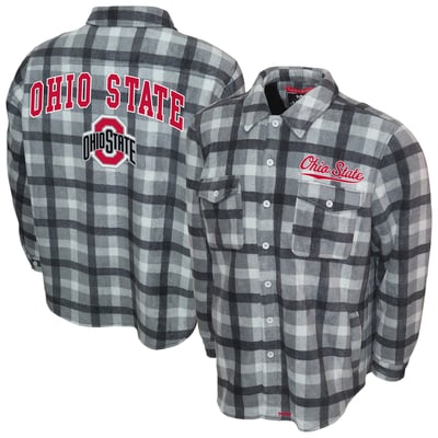 Ohio State Buckeyes Franchise Club Sherpa Flannel Full-Button Jacket - Gray