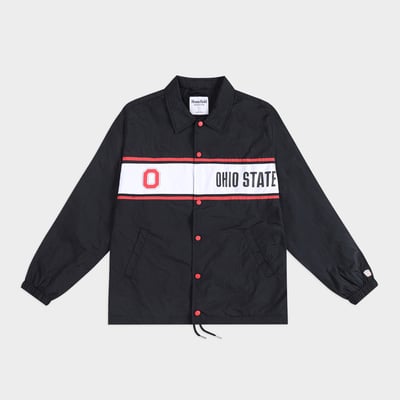 Ohio State Buckeyes Homefield Striped Coaches Button-Up Jacket - Black