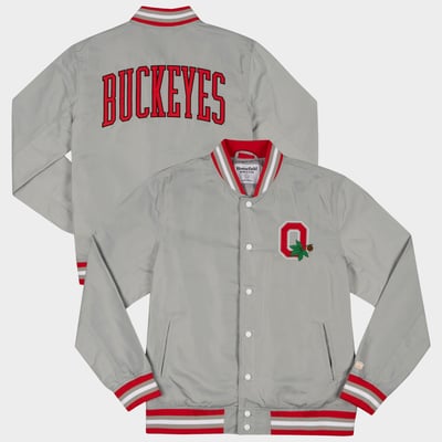  Ohio State Buckeyes Homefield Arched Type Full-Snap Bomber Jacket - Gray