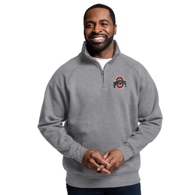 Ohio State Buckeyes League Collegiate Wear Essential 2.0 Raglan Quarter-Zip Fleece - Heather Gray
