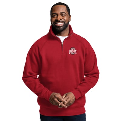 Ohio State Buckeyes League Collegiate Wear Essential 2.0 Raglan Quarter-Zip Fleece - Scarlet
