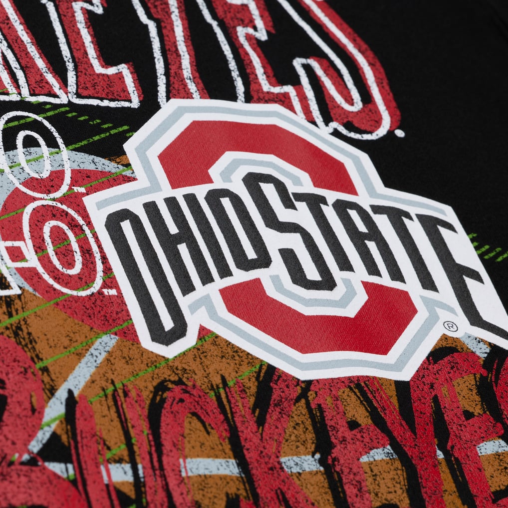  Ohio State Buckeyes Mitchell & Ness Half Time Fleece Crewneck Sweatshirt - Black