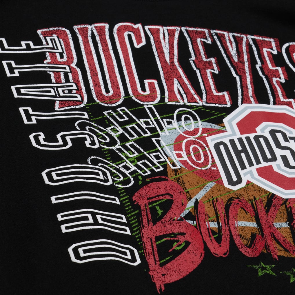  Ohio State Buckeyes Mitchell & Ness Half Time Fleece Crewneck Sweatshirt - Black