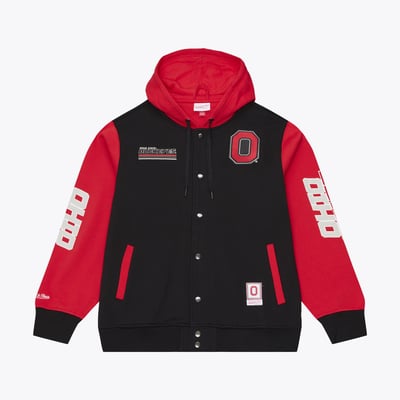  Ohio State Buckeyes Mitchell & Ness Triple Check Courtside Button-Front Fleece Jacket - Black