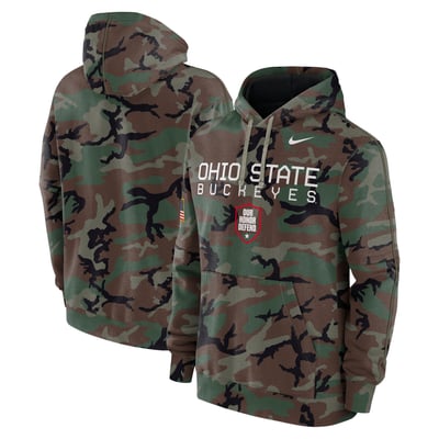  Ohio State Buckeyes Nike 2024 Military Appreciation Club Fleece Pullover Hoodie - Camo