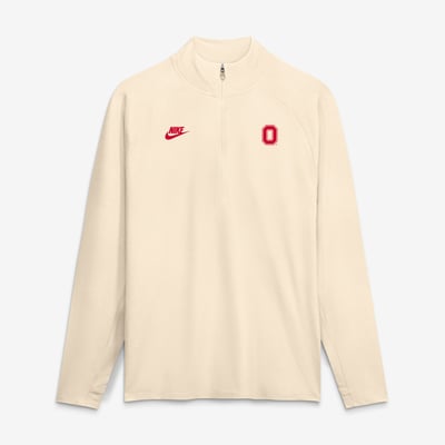  Ohio State Buckeyes Nike Stride Raglan Dri-FIT Half-Zip Pullover - Cream