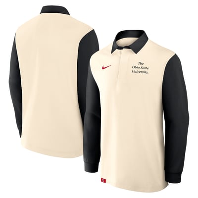 Ohio State Buckeyes Nike Rugby Long Sleeve Shirt - Cream/Black