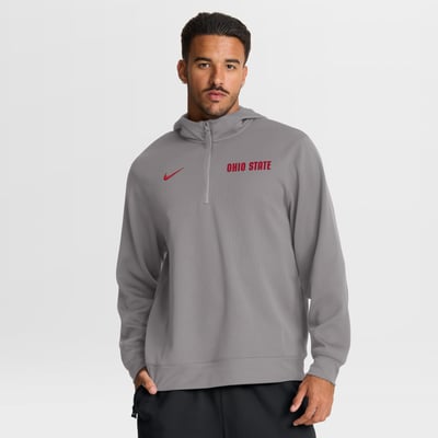 Ohio State Buckeyes Nike Coaches Premium Dri-FIT Quarter-Zip Hoodie - Gray
