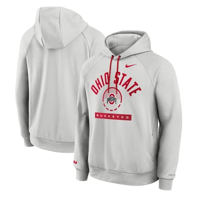  Ohio State Buckeyes Nike Courtside Practice Dri-FIT Raglan Fleece Hoodie - Gray