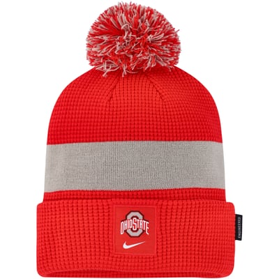 Ohio State Buckeyes Nike 2022 Sideline Team Cuffed Knit Hat with Pom - Scarlet