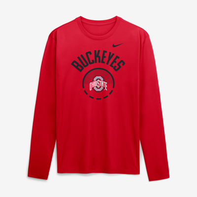 Ohio State Buckeyes Nike 2026 Courtside Basketball Shootaround Legend Dri-FIT Long Sleeve T-Shirt - Scarlet