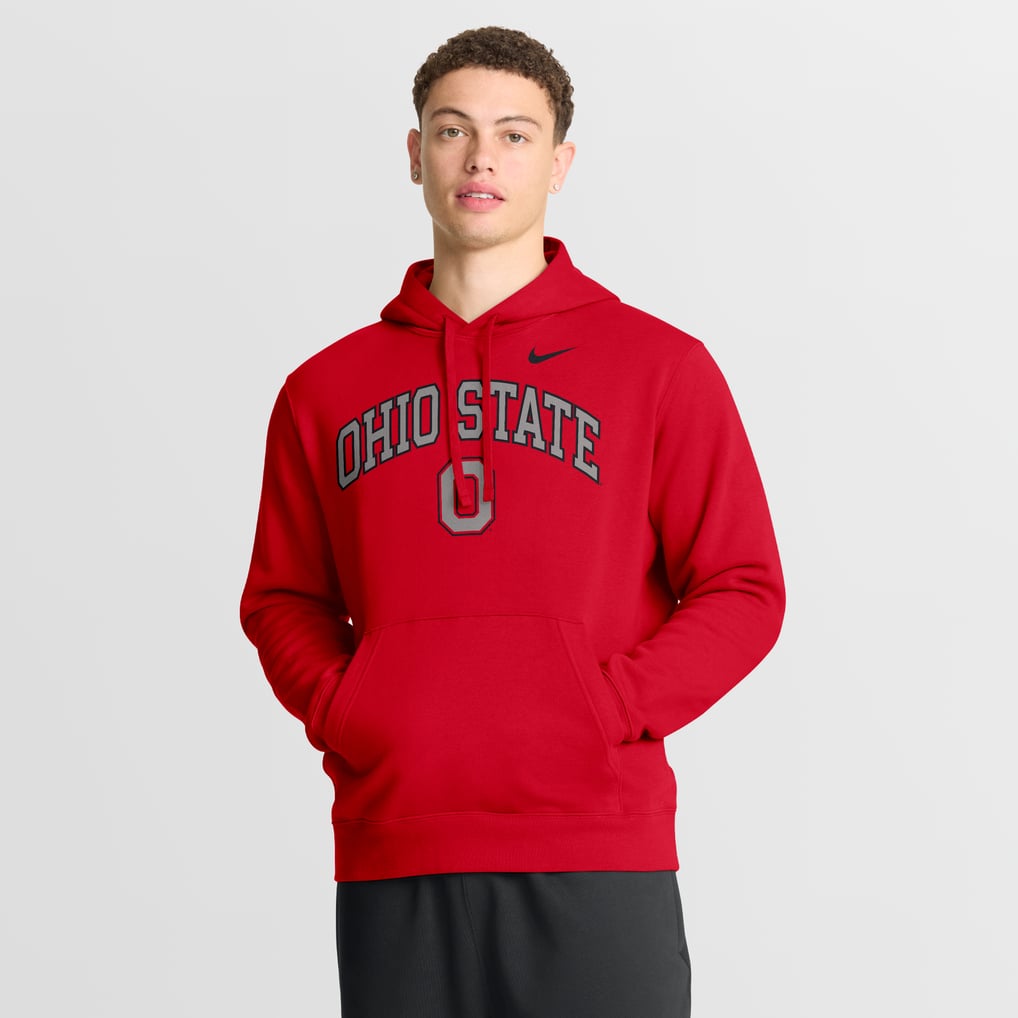 Ohio State Buckeyes Nike Club Fleece Arch Pullover Hoodie - Scarlet