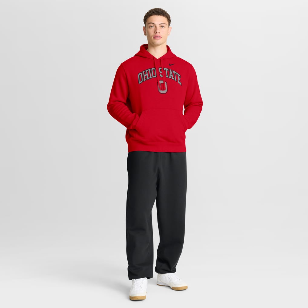 Ohio State Buckeyes Nike Club Fleece Arch Pullover Hoodie - Scarlet