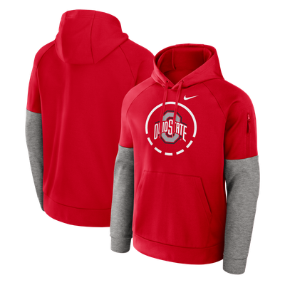  Ohio State Buckeyes Nike Primetime Basketball Therma-FIT Raglan Fleece Hoodie - Scarlet