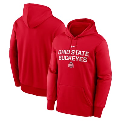 Ohio State Buckeyes Nike Team Stacked Performance Pullover Hoodie - Scarlet