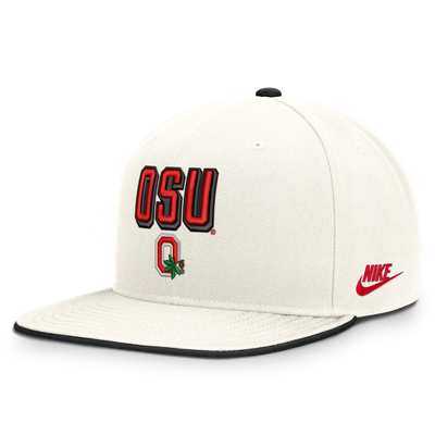  Ohio State Buckeyes Nike Legacy Letter & Mascot Pro Snapback Hat - White