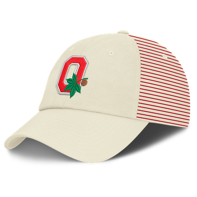 Ohio State Buckeyes Nike Vault Logo Striped Club Adjustable Hat - White