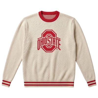  Ohio State Buckeyes Uscape Apparel Renew Varsity Sweater - Cream
