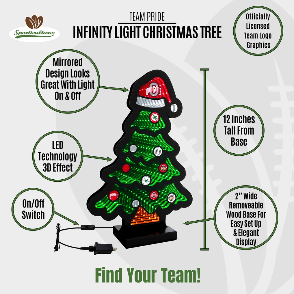 Ohio State Buckeyes 12" Christmas Tree LED Infinity Light