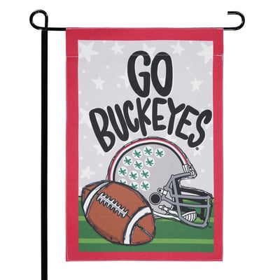 Ohio State Buckeyes 12'' x 18'' Team Helmet & Ball Garden Flag