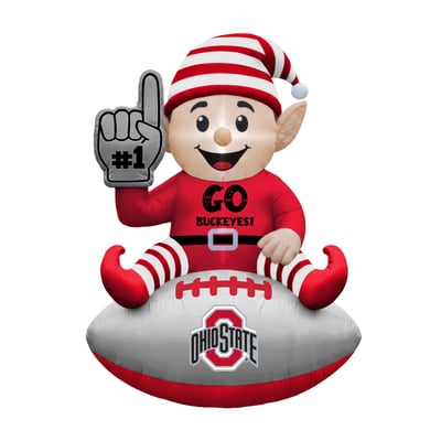 Ohio State Buckeyes 4' Elf on a Football Outdoor Yard Inflatable
