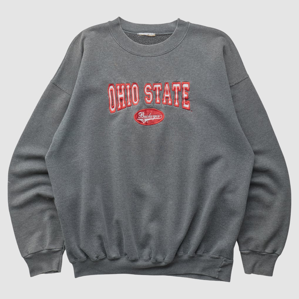 Ohio State Buckeyes 90s Pullover Sweatshirt - Dark Heather Gray - L by Fanatics Real Vintage
