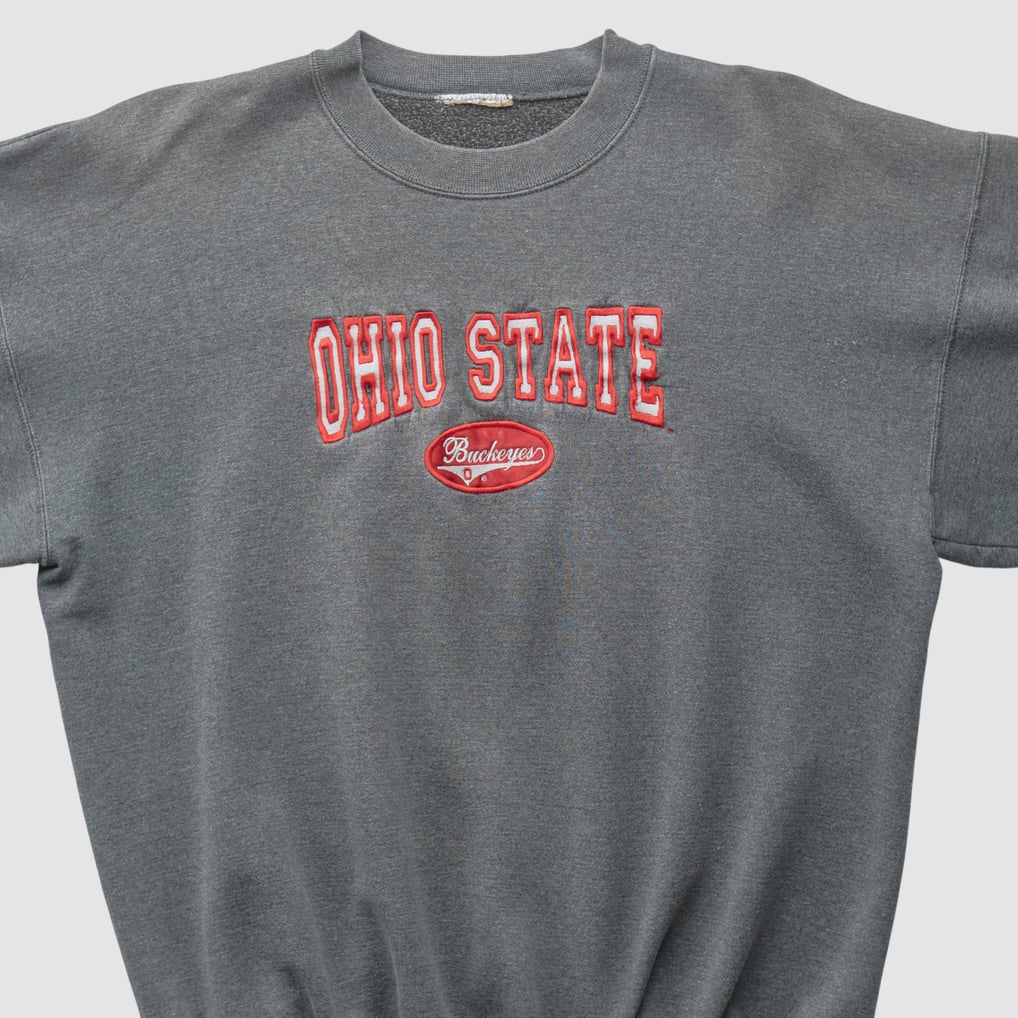 Ohio State Buckeyes 90s Pullover Sweatshirt - Dark Heather Gray - L by Fanatics Real Vintage