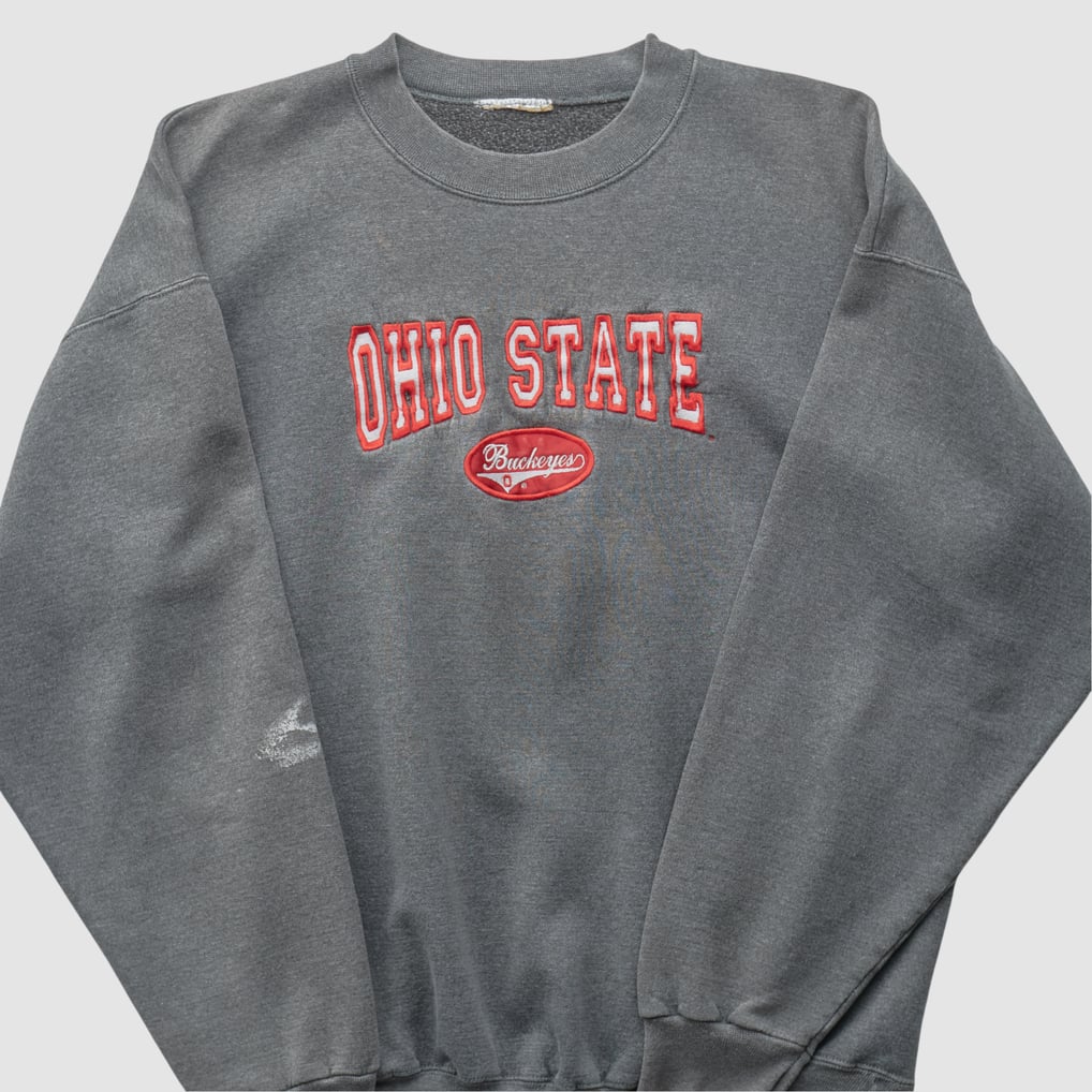 Ohio State Buckeyes 90s Pullover Sweatshirt - Dark Heather Gray - L by Fanatics Real Vintage