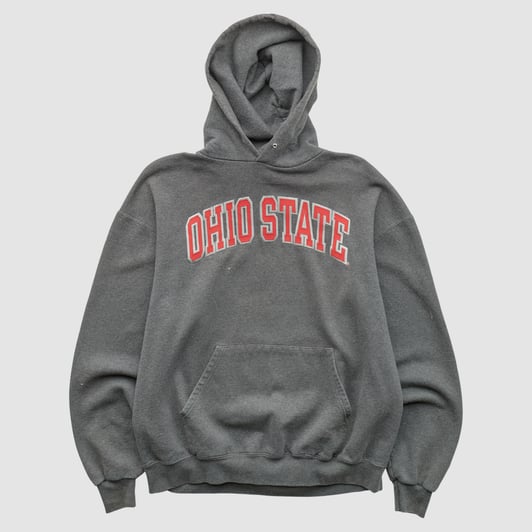 Ohio State Buckeyes Champion 2000s Hooded Pullover Sweatshirt - Dark Heather Gray - L by Fanatics Real Vintage