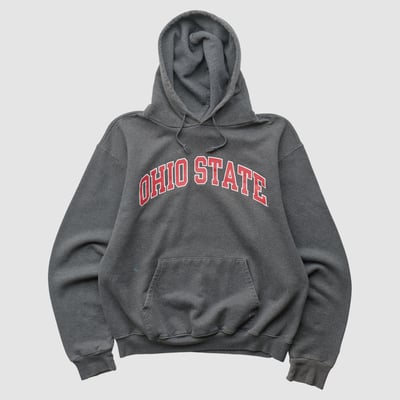 Ohio State Buckeyes Champion 2000s Hooded Pullover Sweatshirt - Dark Heather Gray - XS by Fanatics Real Vintage