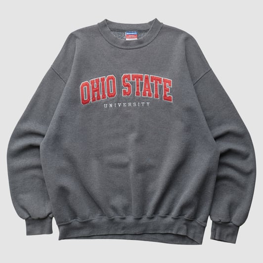 Ohio State Buckeyes Champion 2000s Pullover Sweatshirt - Dark Heather Gray - L by Fanatics Real Vintage