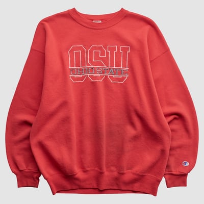 Ohio State Buckeyes Champion 2000s Pullover Sweatshirt - Red - L by Fanatics Real Vintage