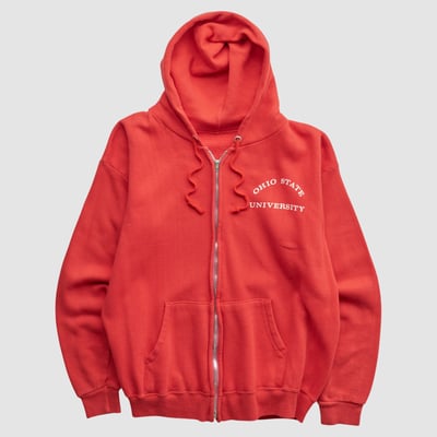 Ohio State Buckeyes Champion 80s Hooded Full Zip Sweatshirt - Red - XXS by Fanatics Real Vintage