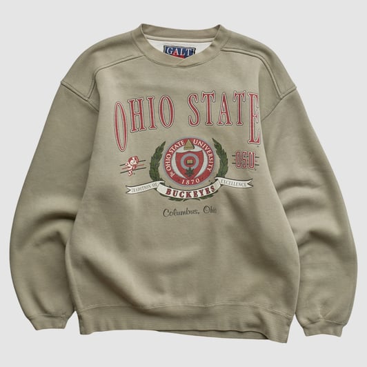 Ohio State Buckeyes Galt Sand 90s Pullover Sweatshirt - Beige - L by Fanatics Real Vintage