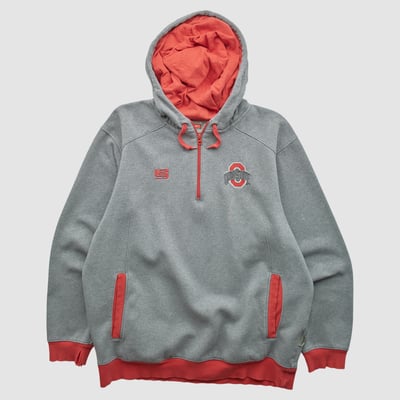 Ohio State Buckeyes Nike 2000s Hooded 1/4 Zip Sweatshirt - Heather Gray - L by Fanatics Real Vintage