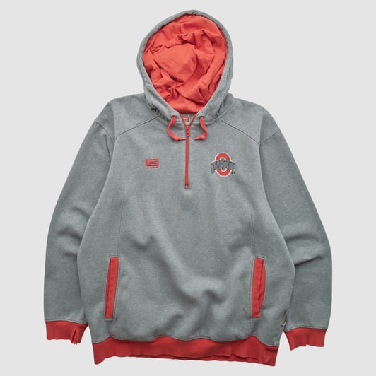 Ohio State Buckeyes Nike 2000s Hooded 1/4 Zip Sweatshirt - Heather Gray - L by Fanatics Real Vintage
