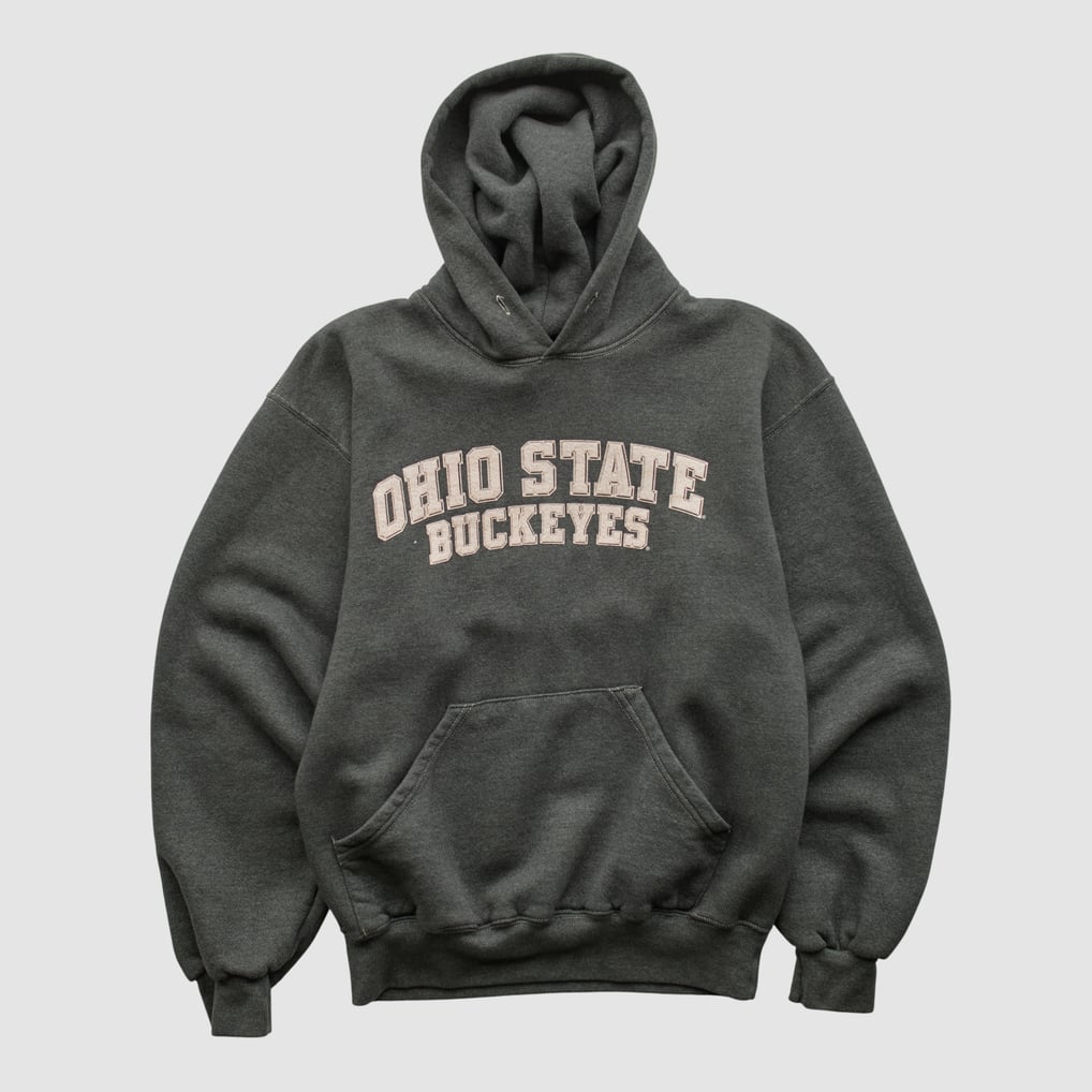 Ohio State Buckeyes Soffe 2000s Hooded Pullover Sweatshirt - Dark Heather Gray - XXS by Fanatics Real Vintage