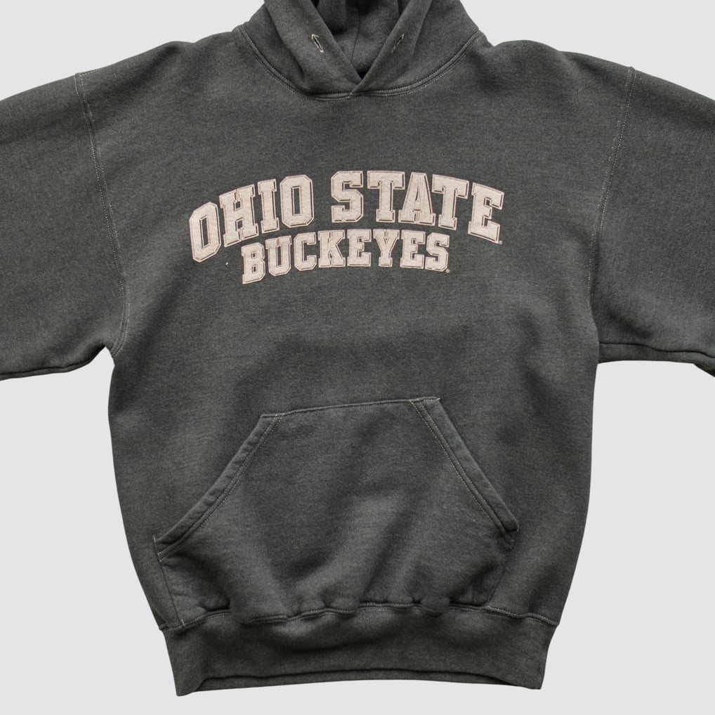 Ohio State Buckeyes Soffe 2000s Hooded Pullover Sweatshirt - Dark Heather Gray - XXS by Fanatics Real Vintage
