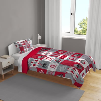 Ohio State Buckeyes Pegasus Patchwork Plaid Two-Piece Twin/Twin XL Bed in a Bag Set