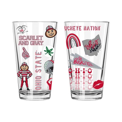 Ohio State Buckeyes The Memory Company 2-Pack 16oz. Pint Glass Loco Design Set