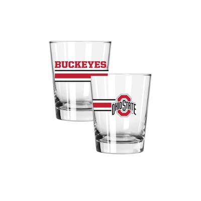 Ohio State Buckeyes The Memory Company Two-Piece 15oz. Big Stripes Double Old Fashioned Glass Set