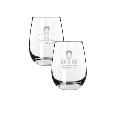 Ohio State Buckeyes The Memory Company Two-Piece 15oz. Classic Crew Stemless Wine Glass Set