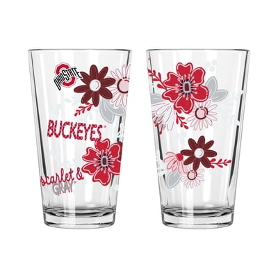 Ohio State Buckeyes The Memory Company Two-Piece 16oz. Flowers Pint Glass Set