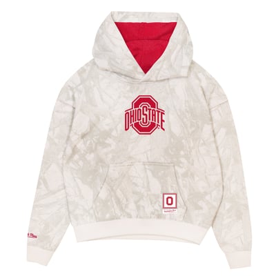 Ohio State Buckeyes Mitchell & Ness Toddler Ghosted Pop Over Hoodie - White